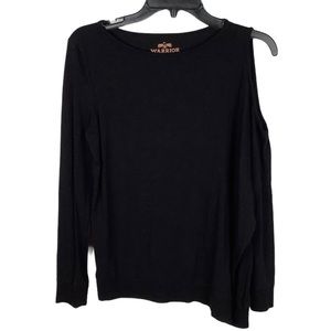 Danica Patrick WARRIOR Women Small Long Sleeve 1 Cold Shoulder Black Top Shirt